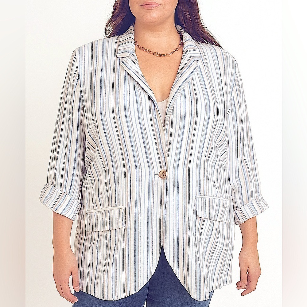 Cato Striped Blazer in a Blue and White Pattern (964)